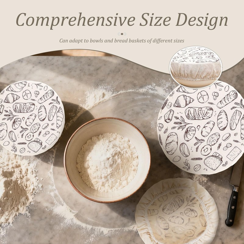 GWCYMYD 3 Pcs Bread Proofing Cover, Linen Sourdough Bowl Cover,