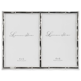 4x6 Double Silver Metal Picture Frame with Bamboo Design