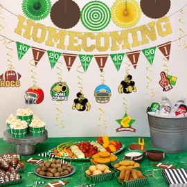 37PCS Homecoming Football Party Decorations Kit Hoco Decor Banner Hanging Swirls Paper Fans Back to School University College Supplies