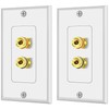 Tunghey 2Pack Gold Plated Speaker Wall Plate, Banana Plug for