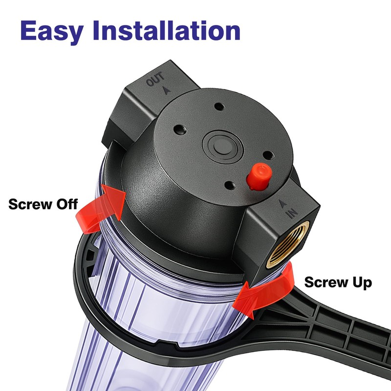 Geekpure 10-Inch Whole House Slim Water Filter Housing with Pressure