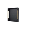 Extra Large Black Shagreen Leather Ottoman Tray with Gold Handles