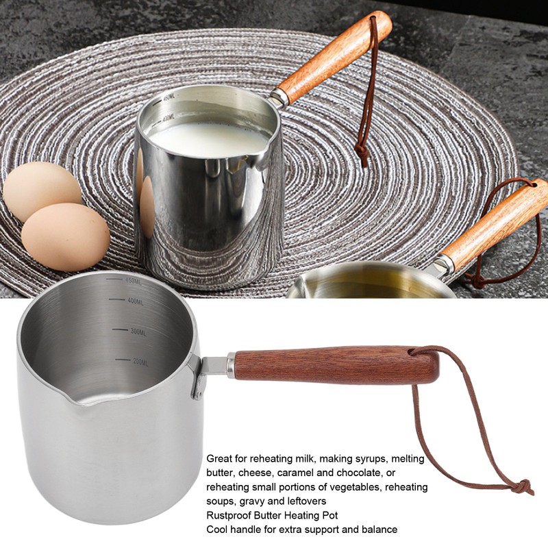 450ML Stainless Steel Butter Warmer Mini Butter Coffee Milk Pot
