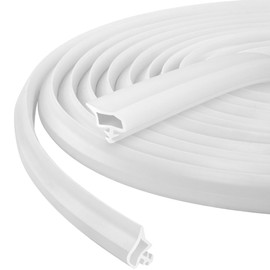 vsshe 10m Door Seal, 10 mm Room Door Seal, PVC Rubber Sealing Strip, Doors Frame Draught Excluder, Doors and Windows Frames Seals, for Moisture Sound Insulation and Collision Protection(White)