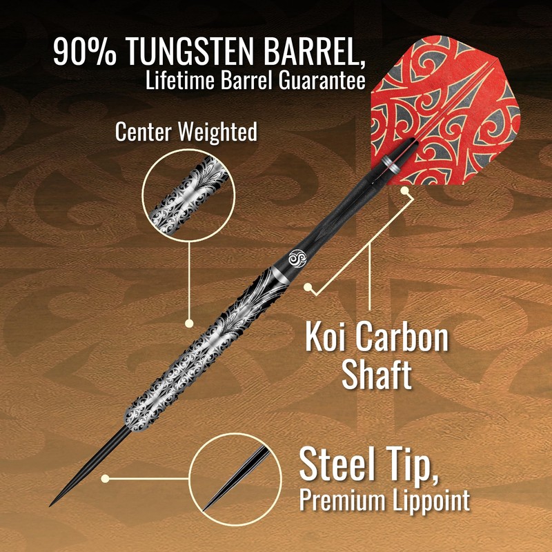 Warrior Taiaha Steel Tip Dart Set-90% Tungsten Barrels-21gm