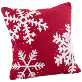 SARO LIFESTYLE 6401.R18S Studded Snowflakes Down Filled Throw Pillow, Red, 18"