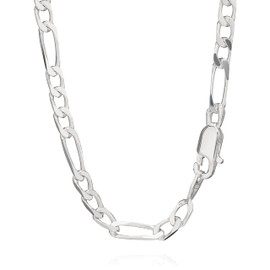 NKlaus Figaro Solid 5241 Curb Chain 4.40 mm Wide 925 Sterling Silver, Sterling Silver, No Gemstone