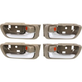 Interior Door Handle Compatible with Toyota Camry 2002-2006 Set of 4 Front and Rear Right Side and Left Side Chrome+Beige Plastic Japan/Usa Built