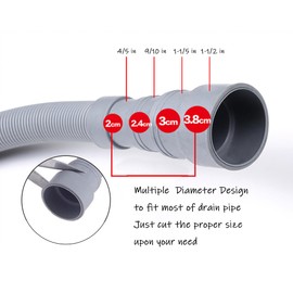 HLMOptimo 10 Feet Universal Washing Machine Drain Hose Flexible Dishwasher Drain Hose Extension Kits Corrugated Washer Hose w/ 1 Adapter 4 Clamps 1 U-Bend Holder