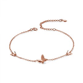 LDUDU Women's Bracelet Butterfly Zircon Bracelet 925 Silver Gift for Christmas Valentine's Day Birthday, Sterling Silver, Zirconium oxide