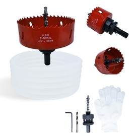 4.12 Hole Saw for Recessed Lights, 4-1/8 Inch Hole Cutter with Dust Bowl Catcher for Led Recessed Lighting 4-1/8 Inch and Wood Metal Drywall, Bi-Metal Construction