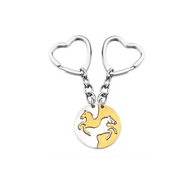LUOKIFUR Set of 2 Puzzle Horse Keychains, Riding Lovers, Gifts for Friends, Classmates, Lovers Souvenirs, Gold/Silver (horse)