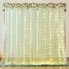 10x10ft Sage Green Backdrop Curtain with Lights String for Wedding,