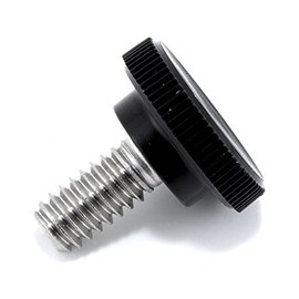 1/4"-20 x 1/2" Thumb Screw Stainless Steel - Black Knurled Round Plastic Knob - Standard/Coarse Thread Thumbscrew - Length: 0.500" - Proudly Built in USA - Package of (25)