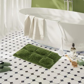 Moss Bath Mat,3D Ultra Thick Soft Green Bathroom Rug,Water Absorbent Non Slip Microfiber Green Bath Rugs for Bathroom Floor, Shower, Sink, Bedroom (20“x32”)