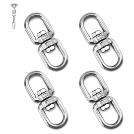 ACTIUSIS Stainless Steel Swivel, 304 Swivel Ring, Double-Sided, M8 Swivel Stainless Steel, Swivel Eye Hook, Rope Swing, for Hanging Chairs, Sandbags, Swings, Pack of 4