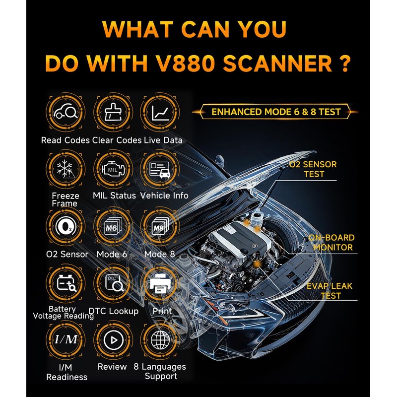 OBD2 Scanner,V880 Car Scanner Diagnostic Tool: Car Check Engine Code