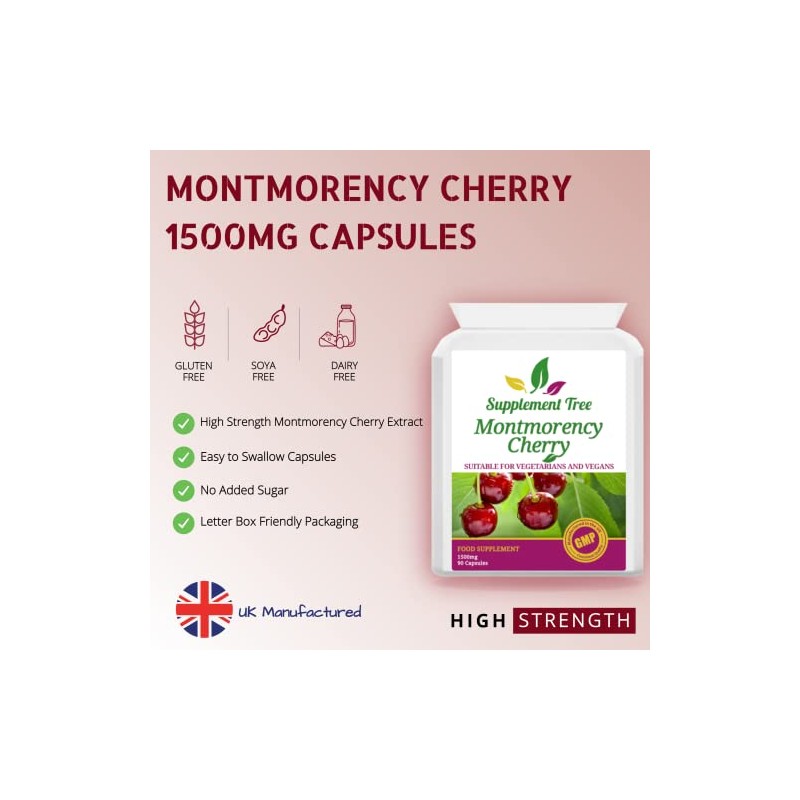 Montmorency Cherry Capsules 1500mg - 90 Vegan Capsules - High