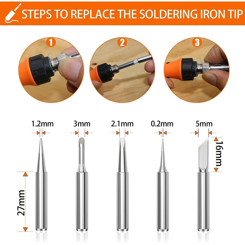Soldering Iron Kit, 90 W LCD Digital Soldering Gun, 12-in-1