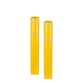 BollardGard 7" x 60" 2-Pack Bollard Cover - Innoplast (Yellow White Tape)