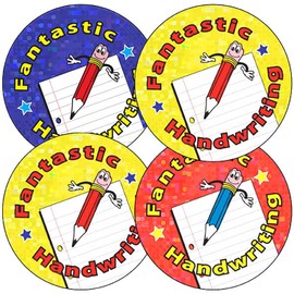 175 Holographic Sparkly Mixed Fantastic Handwriting Childrens Pupils Motivational Reward Stickers 37mm Primary Teaching Services