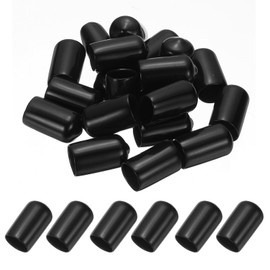 PATIKIL 13mm ID Rubber End Caps, 35 PCS High Temp Rubber Tips Screw Silicone End Caps Flexible Thread Protector for Pipes Screw Blots Tube Fishing Jigs Chair, Black