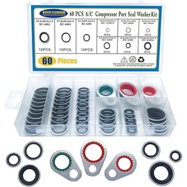 A/C System Compressor Gasket Seals Air Conditioning Compressor Port Seal Washer Kit 60 Pieces Gasket Bonded Seal Assortment