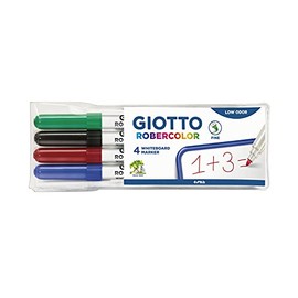 Giotto Robercolor - Blister Pack of 4 Whiteboard Markers, Water-Based Ink, Basic Assorted Colours Fine point