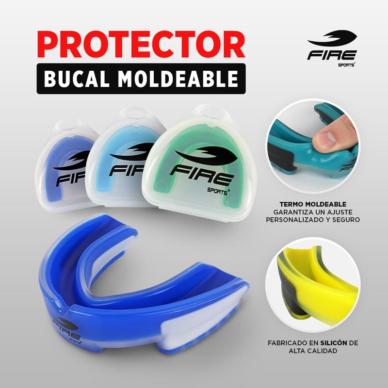 Fire Sports Protector Bucal Deportivo para Box Juvenil Adulto Moldeable