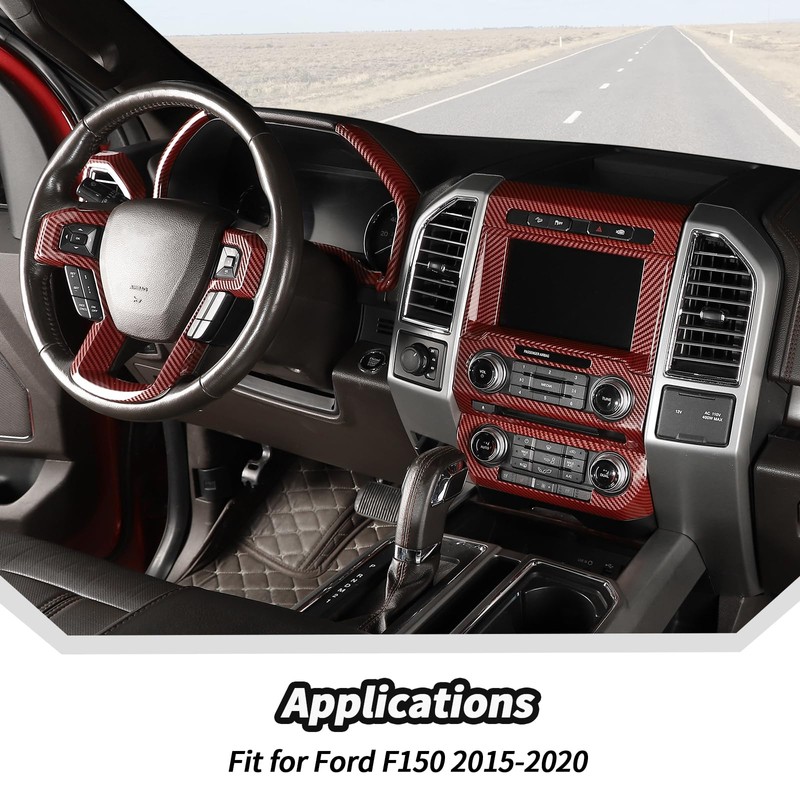 JeCar 16pcs Full Set Red Carbon Fiber Interior Trim Kit