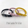 Accod 3 Pack Cat Leather Collars Metal Buckle Pet Collar