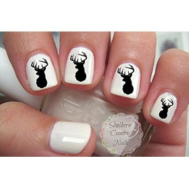 25 Deer Head Black Nail Art Decals