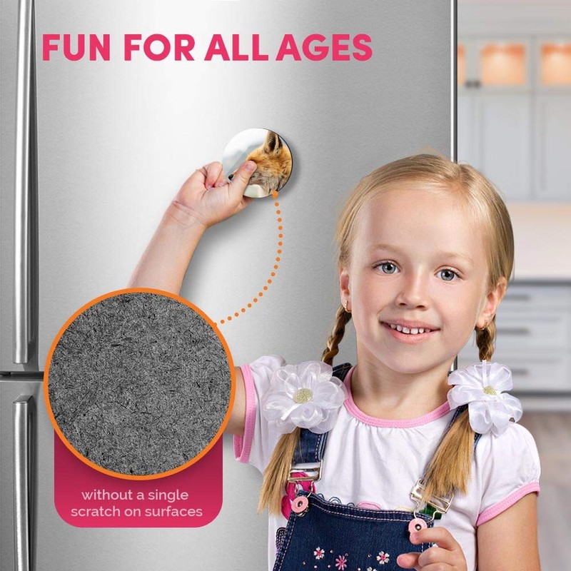 1 x Round MDF Magnet - Red Wildfox Nature Wildlife