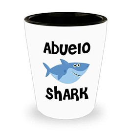 HollyWood & Twine Abuelo Shark Do Do Do Gift Idea Birthday Gifts for Abuelos Ceramic Shot Glass