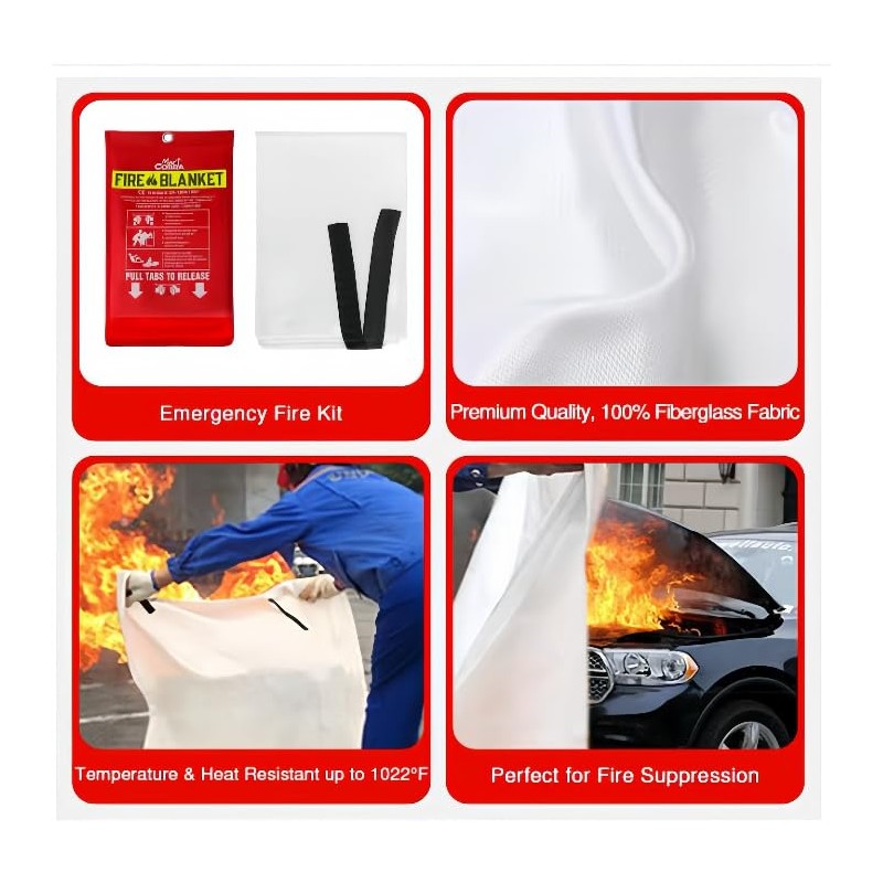 Home fire Blanket, Camping Emergency Escape fire Blanket, Burn Prevention,