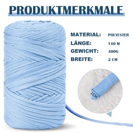 iEGrow 400g T-Shirt Yarn, Crochet Yarn, Textile Yarn for Crocheted Baskets, Suitable for Handbags, Carpets, Home Decoration, DIY Crafts, Chunky Yarn for Beginners, Apple Green