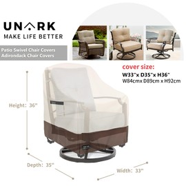 UNARK Outdoor Swivel Chair Covers Waterproof 2 Pack, Outdoor Chair Covers Patio Furniture Cover for Deck Patio Swivel Chair Heavy Duty, 33 W x 35 D x 36 H inches Beige and Brown
