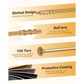 BNJ 50pcs #10 x 4 Inch Wood Screws for DIY Projects,4 inch Deck Screws,Rust Resistant Epoxy Coated Home Repair Screw Set, Heavy-Duty