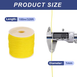 QUARKZMAN 1 mm Polypropylene Rope Braided Ropes, 100 m Nylon Rope Hollow Rope for Washing Line, Camping, Hiking, Outdoor, Yellow