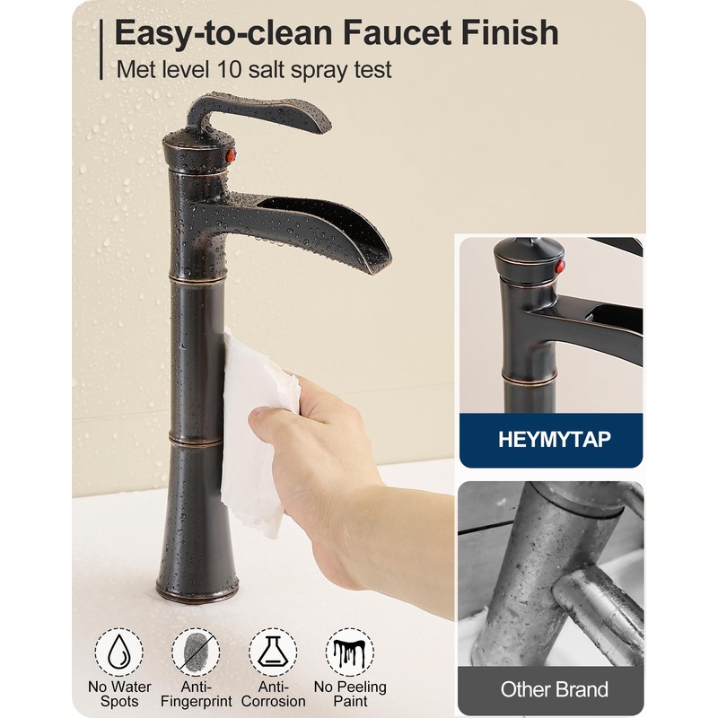 Tall Vessel Sink Faucet, Oil Rubbed Bronze Bathroom Faucet Waterfall