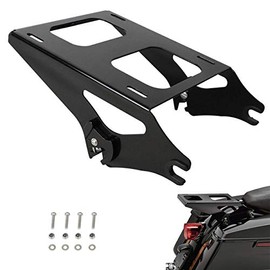AUFER Black Two Up Mounting Luggage Rack Compatible For Touring Road King Street Glide Road Glide Tour Pak Pack 2014-2020
