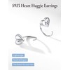 Sterling Silver Huggie Earrings with Initial N, Silver Heart Hoops,