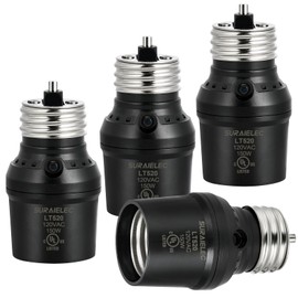 SURAIELEC Light Sensor Socket, Dusk to Dawn Sensor Socket, Adjustable Sensor Orientation, E26 E27 Base Bulb Adapter for Outdoor Lighting Fixtures, Black, UL Listed, 4 Pack