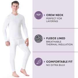 Rocky Thermal Underwear Men Long Johns Men Thermals Top Bottom Set Shirt Pants Men's Base Layer Insulated Under Wear Mens Thermal Set Extreme Cold Weather Winter Ski (White - Heavy / 3X-Large)