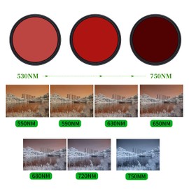 Fotga 62mm Six-in-One Adjustable Variable Infrared Filter IR Pass X-Ray Lens Filter 530nm to 650nm 680nm 720nm 750nm Lens Filter for DSLR Camera