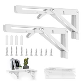 Pack of 2 Folding Console Heavy Duty Folding Hinge Angle Folding Shelf Brackets 25 x 11.5 cm Bearing 35 kg Stainless Steel Folding Angle Wall Flap Fitting Table Shelf Angle Tablet Holder for Home