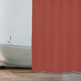 MSV Anti-Mould Shower Curtain - Anti-Bacterial, Washable, Waterproof, Polyester, 180 x 200 cm, Terracotta Red