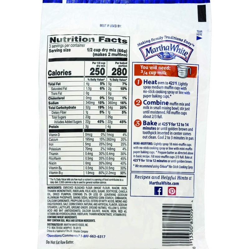 Martha White Pumpkin Spice Muffin Mix, 7 Ounce (Pack of