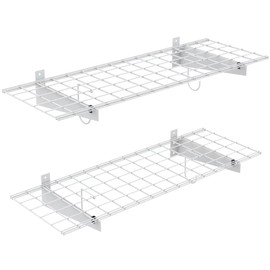 TORACK 2 Pack Garage Storage System Shelves, 15" x 45" Wall Mounted Wire Shelves for Storage Heavy Duty Garage Wall Shelving(Pack of 2, White)