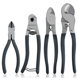 Wire Cable Cutters Set (Heavy Duty Industrial Grade 4 Piece Set) Includes 10" & 8" Wire Cutters, 8" Cable Cutter, & 6" Diagonal Cutting Pliers - Perfect for Cutting Electrical Wire, Rope, & Cables